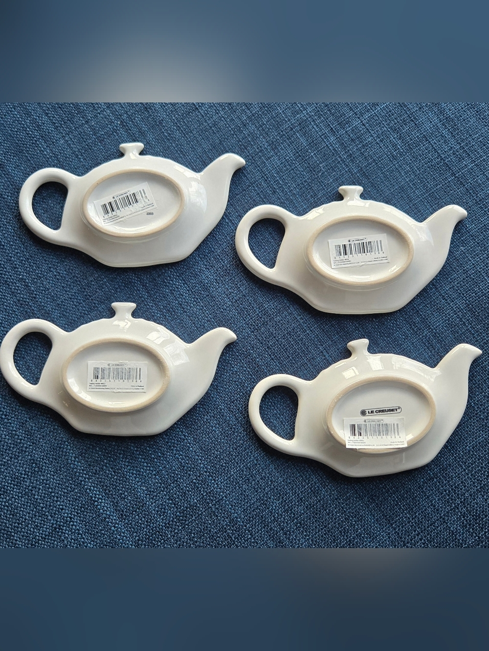 Set of 4 Le Creuset White Tea Bag Holders NEW - Picture 2 of 4